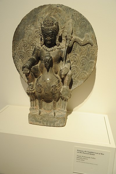 File:"Kumara, the Youthful God of War on His Peacock Mount, Nepal, Kathmandu Valley, 8th - 9th century, Gray schist" at Art Institute of Chicago - DSC 8285.jpg