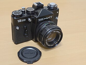 ZENIT 12SD (XP) camera, manufactured on May 27, 1991 in USSR on Krasnogorsk plant, serial number 91023463, lens serial number 91189821