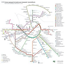 Схема маршрутів львівського електротранспорту, розроблена дизайнером Єгором Калібердою