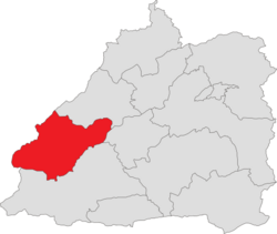 Местоположение на района на общината в Mangshi