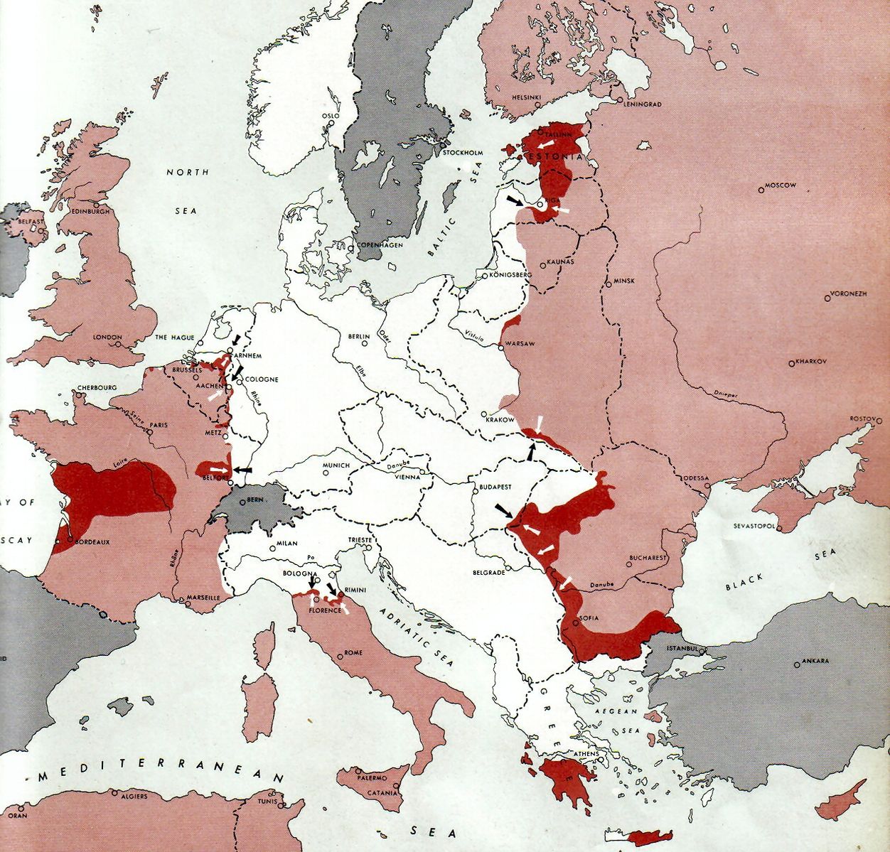 Карта европы в 1945