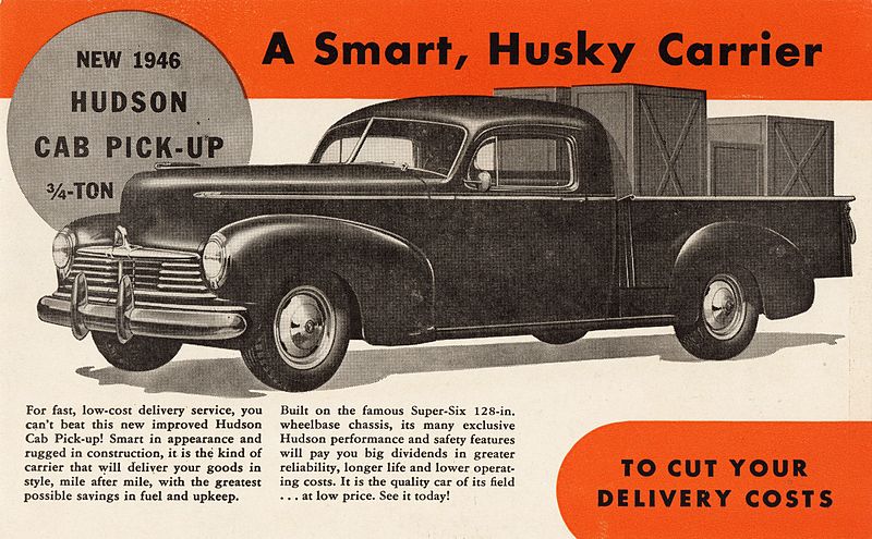 File:1946 Hudson 3-4 Ton Cab Pick-Up ad.jpg