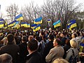 ドネツィクでのウクライナ統一国家を支持するデモ。2014年4月17日