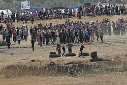 מהומות ועימותים בין כוחות צה"ל למפגינים פלסטינים בגבול עזה