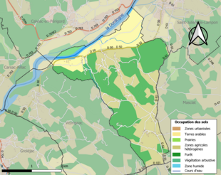 Kolorowa mapa przedstawiająca użytkowanie gruntów.