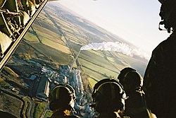 An Air Despatch crew from 395 Air Despatch Troop prepares for an airdrop on the tailgate of a C130K Hercules aircraft during a routine training exercise 395 Air Despatch Troop prepares for airdrop.jpg
