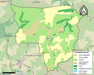 Barevná mapa znázorňující využití půdy.