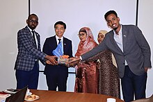 Senior officials from the Somali Ministry of Sports during the farewell ceremony for their delegation participating in the 31st Summer World University Games A farewell ceremony for the Somali athletes' delegation participating in the 31st Summer World University Games in Chengdu, China - 2023.jpg