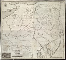 A 1791 map of the roads and inland navigation of Pennsylvania, and part of the adjacent states based upon the river surveys in 1790 and 1791 A map exhibiting a general view of the roads and inland navigation of Pennsylvania, and part of the adjacent states (5385393632).jpg