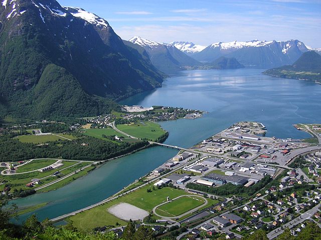 View of the port area and mouth of the river