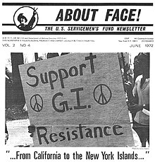 June 1972 cover of the newsletter of the United States Servicemen's Fund About Face Cover June 1972.jpg