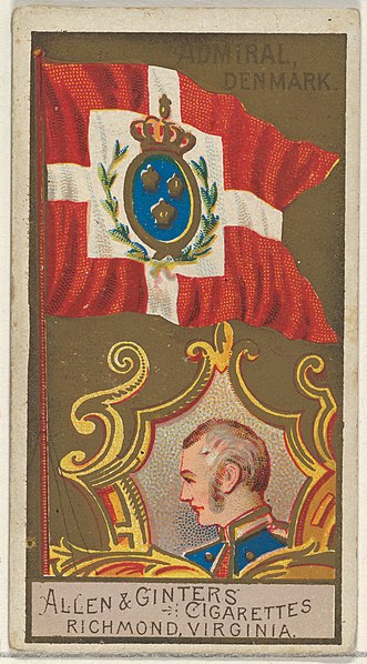 File:Admiral, Denmark, from the Naval Flags series (N17) for Allen & Ginter Cigarettes Brands MET DP834908.jpg