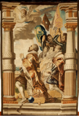 The secular hierarchy in adoration (tapestry)
