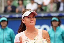 Agnieszka Radwanska at the Pan Pacific Open in 2011 Agnieszka Radwanska CU.jpg