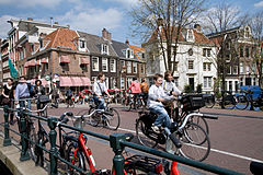 Street scene in an Amsterdam Channel. The Netherlands