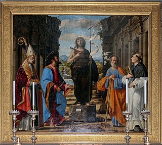 <i>St John the Baptist with Four Saints</i> 1515 painting by Andrea Previtali