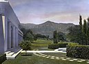 Arcady, George Owen Knapp house, Sycamore Canyon Road, Montecito, California. Lower garden, view to Santa Ynez Mountains.jpg