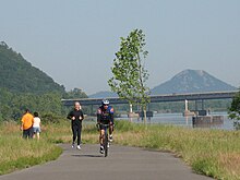 Cyclists and joggers on the Arkansas River Trail in Little Rock, Arkansas Arkansas River Trail.jpg