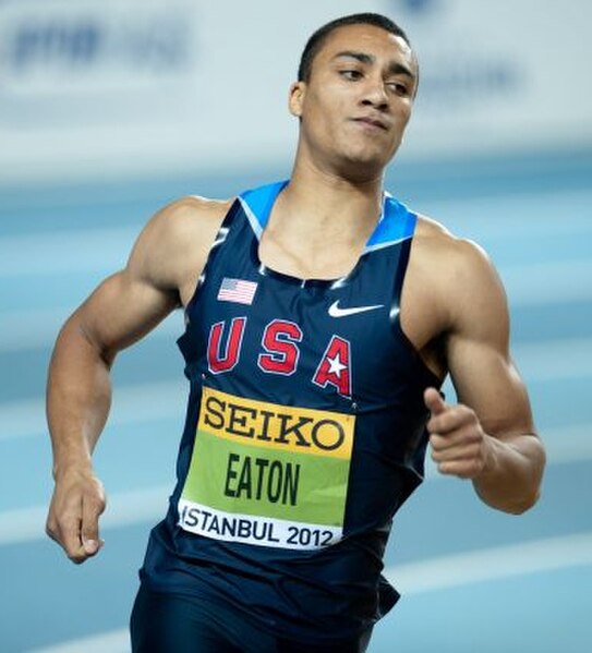World record holder Ashton Eaton competing at the 2012 IAAF World Indoor Championships