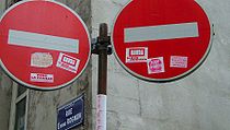 UNI stickers near the Institut d'etudes politiques de Lyon, Lyon, France AutocsUNIieplyon.jpg