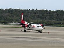 An Avior Regional Fokker 50 parked at Simón Bolívar International Airport in August 2016