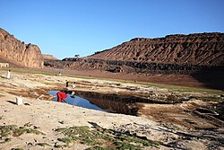 Krater El Muweilih v Sudanu: z natronom bogata glina na dnu kraterja