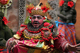 A man dancing Balinese Barong.