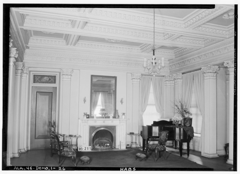 File:Ballroom, west-end fireplace. 1934 - Gaineswood, 805 South Cedar Street, Demopolis, Marengo County, AL HABS ALA,46-DEMO,1-26.tif