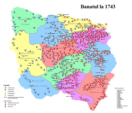 Ethnic map of Banat in 1743