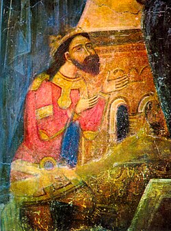Средновековна фреска в дървената църква в Куртя де Арджеш