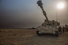 A U.S. Army M109A6 Paladin near Mosul, 16 October 2016 Battle of Mosul - U.S. Army M109A6 Paladin at Q-West.jpg