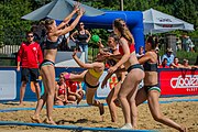 Deutsch: Beachhandball U-17-Europameisterschaften 2019 (Beach handball Euro); Tag 2: 28. Juni – Mädchen, Hauptrundengruppe I, Ungarn-Deutschland 2:1 (16:18, 23:11, 9:8) English: 2019 Women's Ech Beach Handball 17; Day 2: 28 June 2019 – Girls Main Round Group I – Hungary Vs. Germany 2:1 (16:18, 23:11, 9:8)