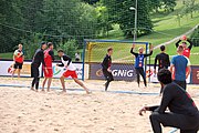 Deutsch: Beachhandball Europameisterschaften 2019 (Beach handball Euro); Tag 3: 4. Juli 2019 – Männer, Hauptrunde Gruppe II, Frankreich-Kroatien 0:2 (16:24, 10:27) English: Beach handball Euro; Day 3: 4 July 2019 – Men Main Round Group II – France-Croatia 0:2 (16:24, 10:27)