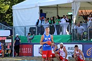 Deutsch: Beachhandball Europameisterschaften 2019 (Beach handball Euro); Tag 4: 5. Juli 2019 – Männer, Viertelfinale, Russland-Polen 2:0 (30:22, 19:18) English: Beach handball Euro; Day 4: 5 July 2019 – Quarter Final Men – Russia-Poland 2:0 (30:22, 19:18)