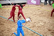 Deutsch: Beachhandball bei den Olympischen Jugendspielen 2018; Tag 6, 12. Oktober 2018; Mädchen, Platzierungsrundenspiel – Russland-Venezuela 2:0 English: Beach handball at the 2018 Summer Youth Olympics at 12 October 2018 – Girl's Consolation Round – Russland-Venezuela 2:0