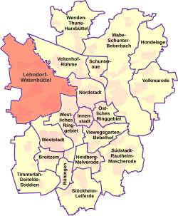 Plassering av Lehndorf-Watenbüttel-distriktet