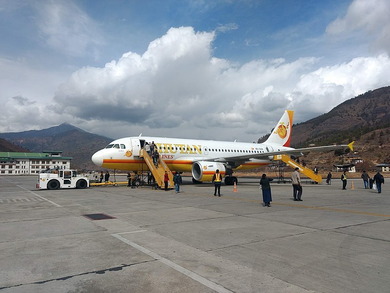 File:Bhutan Airlines flight at Paro Airport.jpg