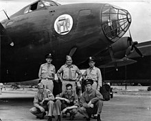 The flight crew in front of Grandpappy in Panama in 1943. Note the absence of the nose gun.