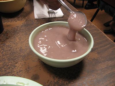 A bowl of Poi, a starchy paste eaten in Eastern Polynesia.