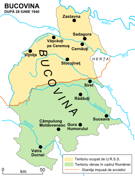 División de Bucovina en 1940.