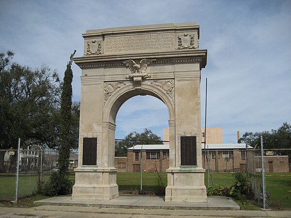 Monument arch specifically commemorating all 9th Warders who served in World War I is in the Bywater neighborhood of the 9th Ward