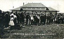 Crowd gathered for the opening of the station June 15, 1908. CPR Saskatoon opening.jpg