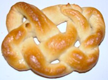 Pretzel bread in the shape of a 74 pretzel knot Celtic 7 4 Knot.jpg