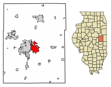 Champaign County Illinois Incorporated and Unincorporated areas Urbana Highlighted.svg