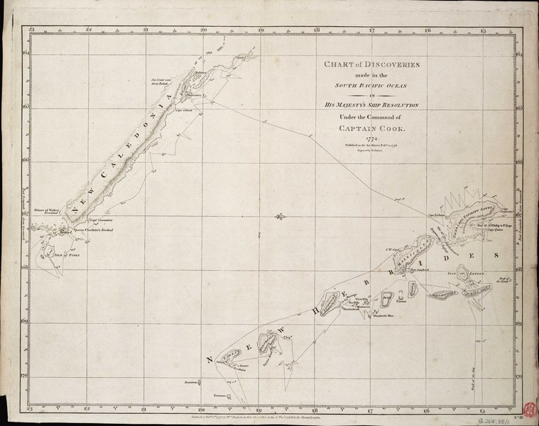 File:Chart of discoveries made in the South Pacific Ocean in his majesty's ship Resolution under the command of Captain Cook. 1774. RMG F0295.tiff