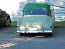 1951 Chevrolet Deluxe coupe, showing updated taillight design starting with the 1951 model year Chevy Deluxe rear.jpg