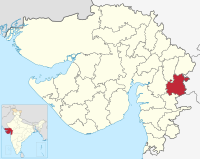 मानचित्र जिसमें छोटा उदयपुर ज़िला Chhota Udaipur district છોટાઉદેપુર જિલ્લો हाइलाइटेड है