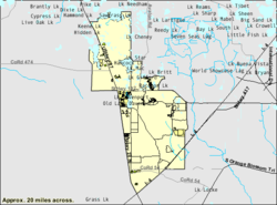 Mapa de la Oficina del Censo de EE. UU. Que muestra los límites de la CDP