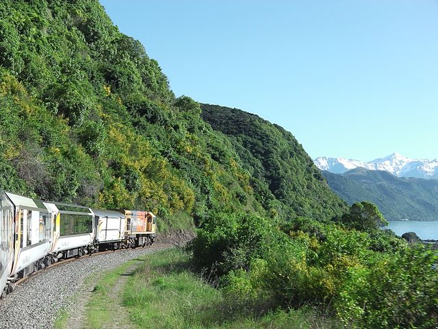 The Coastal Pacific train alongside the Kaikoura Coast in 2013