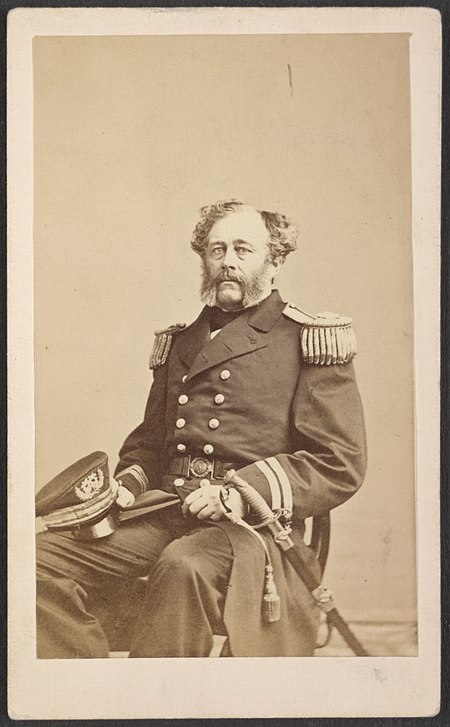 Commander James H. Strong of U.S.S. Mohawk, Flag, and Monongahela in uniform with sword) - J. Gurney & Son, 707 Broadway, N.Y LCCN2015648999.jpg